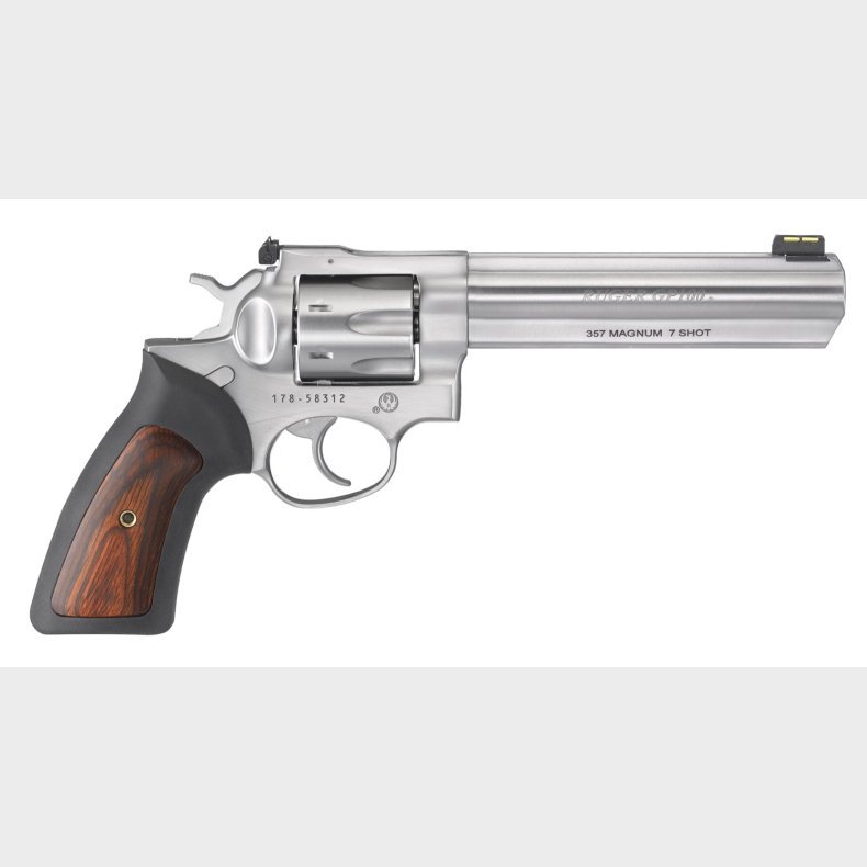 Ruger GP100 7-skuds, 38/357, 6", stainless